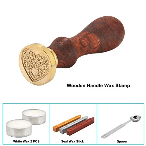 Yoption The Heart Wax Seal Stamp Kit with Sealing Wax Sticks - color: A-Heart