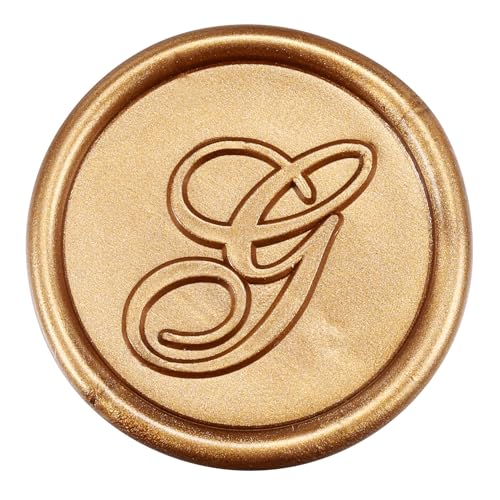 Yoption Handwritten Initial Alphabet Wax Seal Stamp, Letter G | Brass Head and Wooden Handle Sealing Stamp for Wedding Invitations, Envelopes, Christmas Cards, Gift Wrapping, Snail Mails - style: G