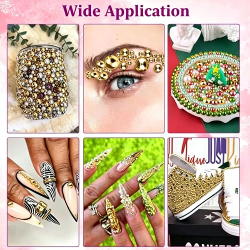 1500Pcs Mixed Size 3/4/5/6/8/10mm Flat Back Half Round AB Pearl Beads, Resin Dome Pearls for DIY Jewelry Making, Nail Art, Phone Case Decoration - color: A1 Red AB