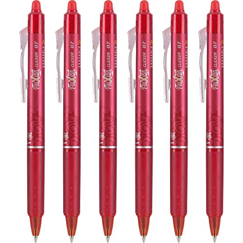 PILOT FriXion Clicker Erasable Gel Pens, Red Ink, 6-Pack - color: Red