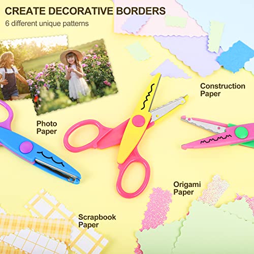 UCEC Craft Scissors Decorative Edge, 6 Pack, Bright Zig Zag Scissors - color: 6 Pack - Style 2
