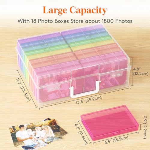 Lifewit 18 Pcs Photo Storage Box for 4"x 6" Pictures, Acid-Free, Multicolor - color: Multicolor, size: 18 boxes
