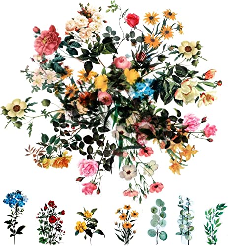 80 Vintage Flower Stickers for Scrapbooking, Self-Adhesive | Self-Adhesive Paper Stickers For Journals, Cards, Letters, Laptops, And Diy Decor - style: Bright