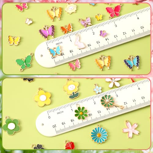 MARFOREVER 120 PCS Flower Butterfly Charms for Jewelry Making