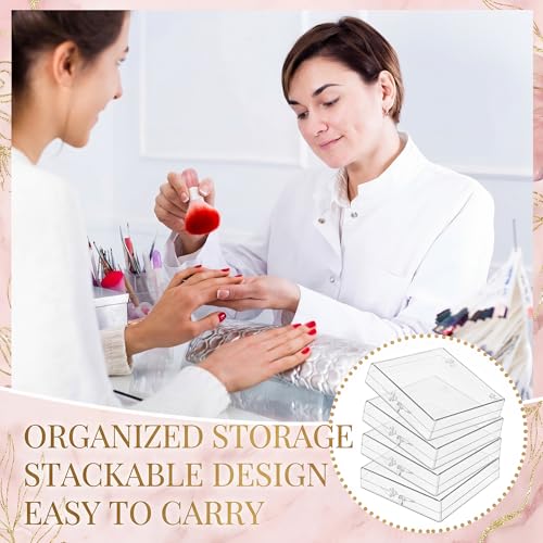 AceOrbit 48 Pcs Press on Nail Boxes with 180 Pcs Adhesive Double Sided Tape Acrylic Press on Nail Packaging Cases Clear Square Transparent Storage Case Organizer for Display Art Salon Supplies - color: Clear