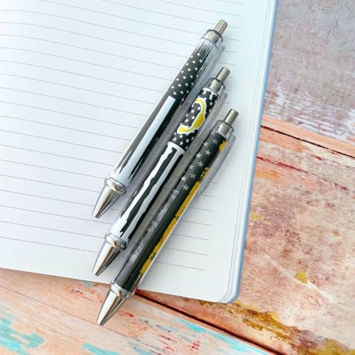 6PC 911 Dispatcher Pens Thin Gold Line Yellow Ballpoint Pen Black Ink First Responder Telecommunication Call Coworker Appreciation Week Gifts Accessories Supplies Office Decor Desk Decoration - style: Dispatcher