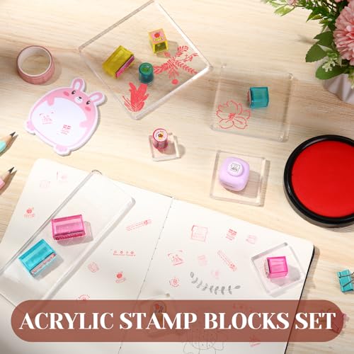 Mudder 7 Pcs Acrylic Stamp Blocks Set with Grid Lines,Straight Edge - style: Straight Edge