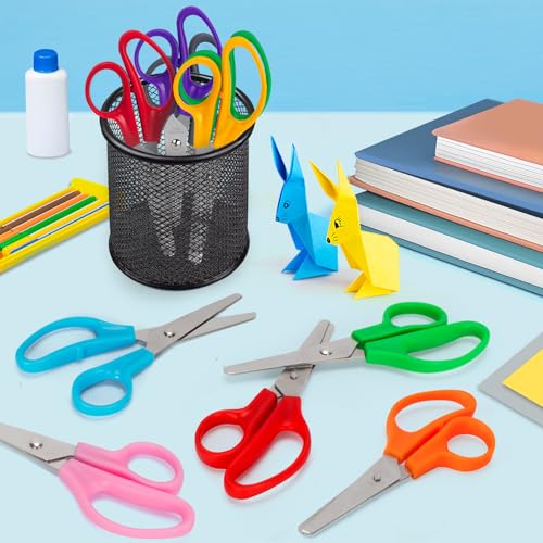 Toidgy 30 Pack Kids Scissors, 5 Inch Scissors Bulk for School, Blunt Tip Scissor for Kids Student Teacher, Kids Safety Scissor for Preschool Classroom Office Home, School Supplies Craft Cutting Paper