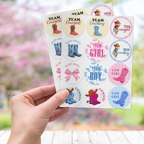 Pack 90 Pcs Bows Boots Team Boys Or Team Girls Baby Shower Stickers for Party Favors Toddlers Thank You Labels Birthday Supplies Aesthetic Sticker Round Waterproof Vinyl Decals - color: Bow A22