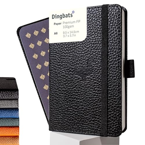 Dingbats* - Wildlife A6 Dotted Pocket Notebook - PU Leather Hardcover Small Journal for Work, Travel - Pocket, Elastic Closure, Pen Holder, Bookmark - color: Black Duck, style: Dotted