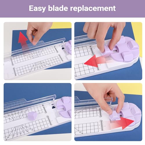 4-in-1 Rotary Paper Trimmer, 9 Inch, 360-Degree Head, Purple - color: Purple