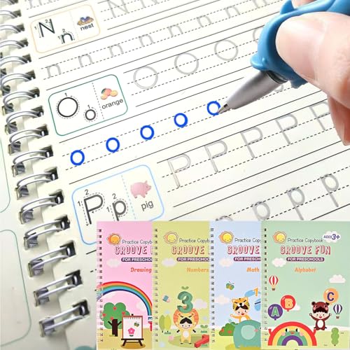 Magic Grooved Practice Copybook, Reusable Letter Tracing Books