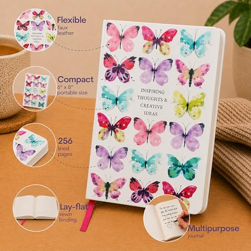 WORLD TRAVELER Eccolo A5 Lined Journal 256 Ivory Pages Lay Flat 6x8 - color: Butterfly