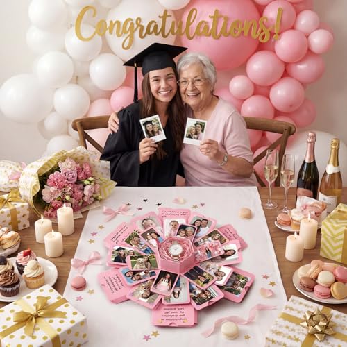 Koogel Pink Explosion Gift Box Photo Album with DIY Accessories - color: Pink