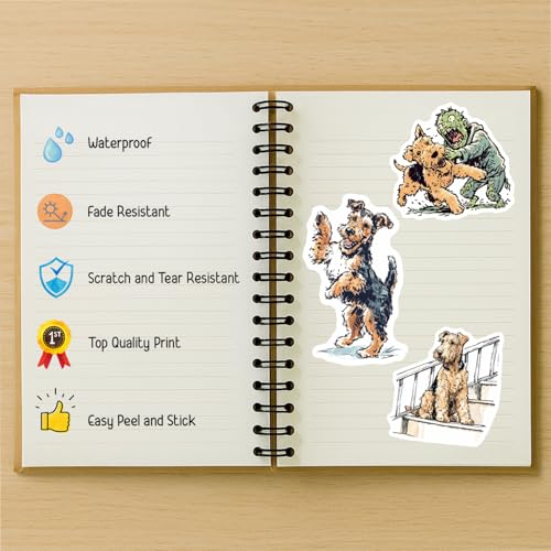 100 PCS Airedale Terrier Stickers Pack – Waterproof Vinyl Decals for Water Bottles, Laptops, Phones, Notebook, Cars – Cool Vibrant Graphics for Airedale Terrier Enthusiast - color: Airedale Terrier