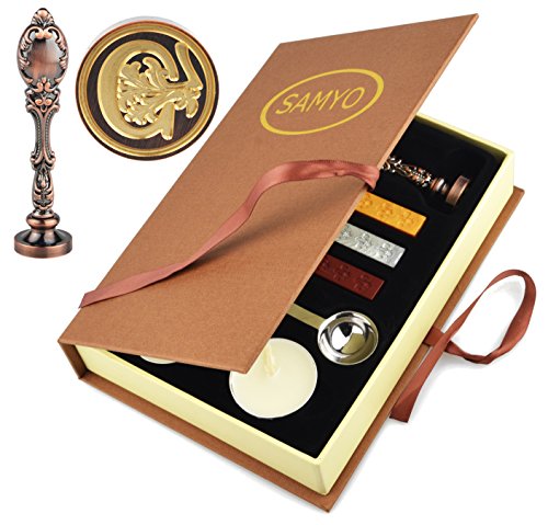 Samyo Wax Sealing Stamp Classic Old-Fashioned Antique Alphabet Initial Letter Creative Romantic Seal Stamp Maker Copper (C) - color: Letter C