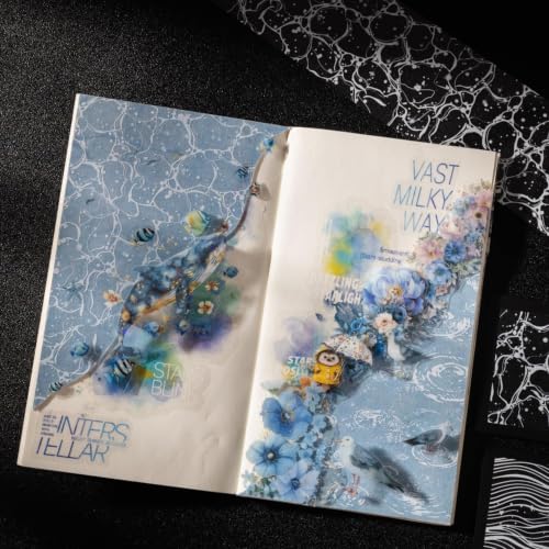 PET Tape Stickers for Scrapbooking,Snow Stickers for Journaling Supplies - color: Amber Flowing Light
