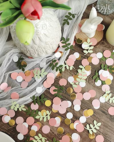 Letjolt Baby Shower Confetti Golden Pink Greenery Scatter 210 Pcs - color: Pink