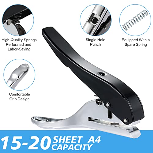 Single Hole Punch - Heavy Duty Paper Puncher for Tags, Cards, Plastic, Cardboard - Portable Hand Held - color: 4MM BLACK