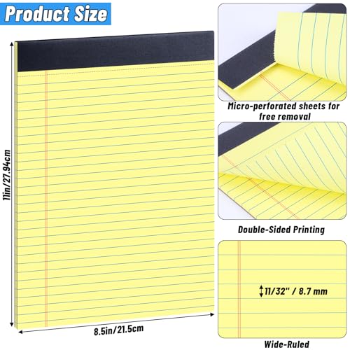 48 Pack Yellow Legal Pads Bulk 8.5 x 11 Wide Ruled, Perforated Writing Pad 30 Sheets, Bulk Notepad with Thick Paper, 8-1/2 x 11 Note Pads Yellow, Lined Paper Notebooks for Office School Home Supplies - color: Yellow-48Pack