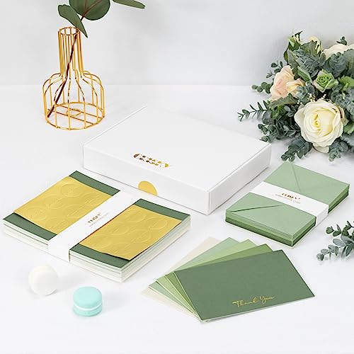 Crisky Sage Green Thank You Cards with Envelopes & Stickers， 50 Pack Bridal Shower Graduation Thank You Cards Small Business, Wedding Baby Shower Birthday Funeral Notes Bulk - color: SageGreenShade