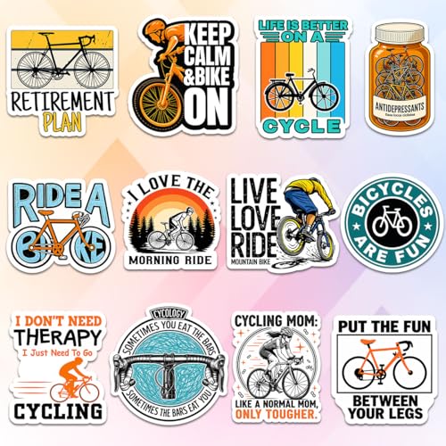 (12pcs-3in) Cycling Sticker Funny Stickers Bike Riding Gifts Cyclists - color: Cycling