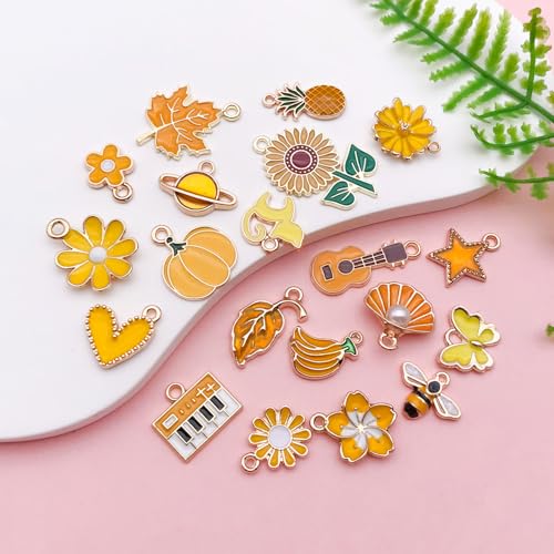 Youdiyla 40pcs Enamel Charms Alloy Metal Charms for Jewelry Making Necklace Bracelet Earring DIY Accessories - color: Yellow