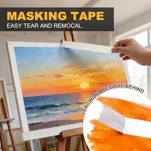 1 Inch x 55 Yards Masking Tape, 24 Rolls Beige White Painters Tape
