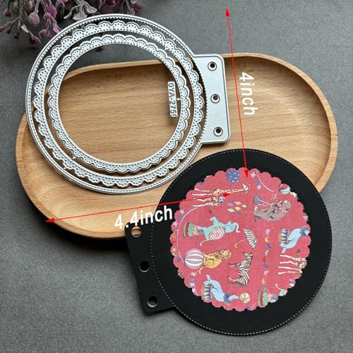 Circle Loose-Leaf Lace Die Cuts for Card Making, Background Frame Cutting Dies DIY Album Scrapbooking Decor Paper Craft Metal Die Cuts Party Wedding Decorations - color: Circle