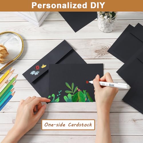 Silunkia 100 Packs Black Blank Flat Cards and Envelopes 5 x 7 - color: Black, size: 5x7-100pcs