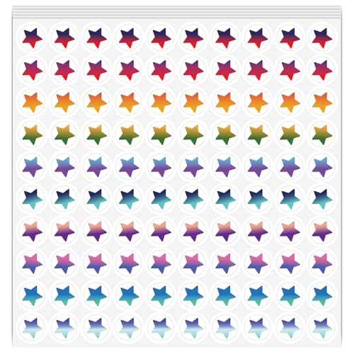 500Pcs/5 Sheets Rainbow Star Stickers Small Star Planner Stickers 1/2 Inch Glitter Rainbow Reward Decals for Journals Scrapbooking Teaching Activities Scheduling DIY Crafts - style: Star