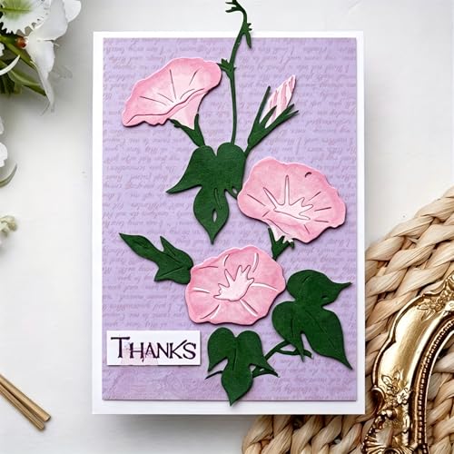 Lapoo Flowers Cutting Die for Scrapbooking - Durable Metal Cutting Die for DIY Scrapbook Photo Album Decorative Paper Card, 3D Backgrounds Frame (Bloomed Blue Flowers 3.8 x 3.6 in) - color: Bloomed Blue Flowers 3.8 x 3.6 in