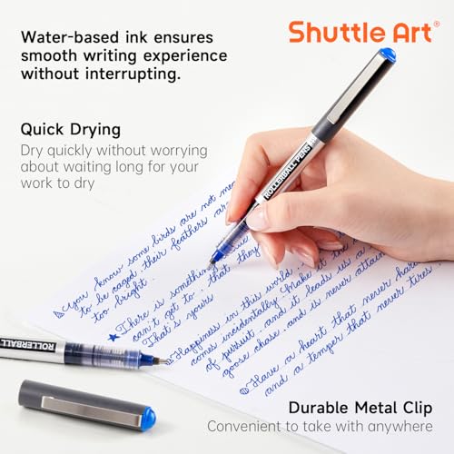 Shuttle Art RollerBall Pens, 50 Pack Blue Fine Point Roller Ball Pens, 0.5mm Liquid Ink Pens for Writing Journaling Taking Notes School Office - color: Blue, size: 1 Count (Pack of 50)