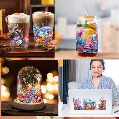 CRASHOT Ocean UV DTF Cup Wraps, Marine Animal Transfer Stickers, 4 Pcs - color: Ocean921