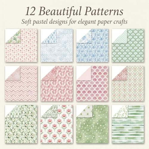 12x12 Scrapbook Paper & Scrapbooking Supplies, Bloom Double-Sided Patterned Cardstock Pad, Decorative Craft Sheets for Junk Journal & Photo Album, 24 Sheets - color: Bloom