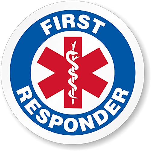 SmartSign First Responder Pack of 5 Hard Hat Labels | Retro-Reflective, 2" Circle - color: First Responder