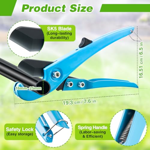 Drip Irrigation Tubing Cutter Hole Punch Tool for PE Pipe 16 20mm, Blue | 2-in-1 Punch & Cutter, Clean 4mm Holes, Smooth Spring-Assisted Cuts, Fits 16-32mm Tubing, Garden Irrigation Installation - color: Blue