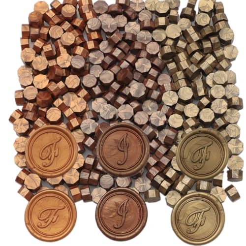 Bronze Gold Wax Seal Beads, 300Pcs Copper Mix Sealing Wax Beads for Wax Seal Stamp, Antique Gold Wax Seal Beads Set with 3 Colors Perfect for Gift Sealing, Letter Wax Sealing (Copper Mix) - color: Copper Mix
