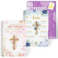 Xqumoi 2 Pack A5 Spanish Christian Spiral Notebooks - Floral Cross Religious Bible Verse Ruled Journal Writing Notebooks Inspirational Gift for Women Christmas Back to School Office Supplies - style: K-Spanish Christian