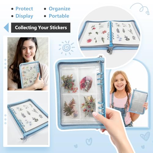Reusable Sticker Storage Organizer Binder Collecting Book A5, Blue - color: Blue