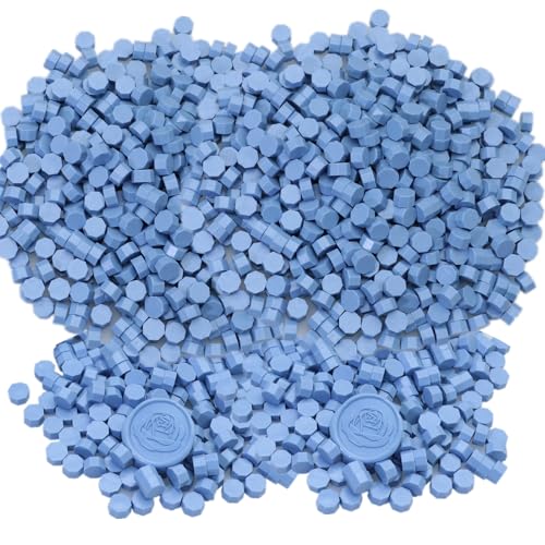 Sealing Wax Beads WaxSeal Beads, 600Pcs Dust Blue WaxSealing Beads for Wax Seal Stamp, WaxSeal Beads Kit Perfect for Wedding Invitations, Christmas Envelopes (Dust Blue) - color: Dust Blue