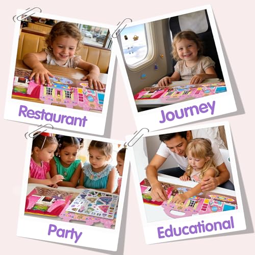 2 Sets Reusable Sticker Book for Kid Girl 3-8 Year Old Birthday Gift - color: 2 Sets - Princess Dress Up/Fruits & Vegetables