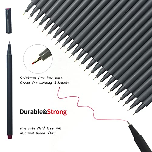 Vitoler 24 Colored Journaling, Fine Line Point Drawing Marker Pens for Writing Journaling Planner Coloring Book Sketching Taking Note Calendar Art Projects Office Supplies (24 Colors) - color: 24 Colors