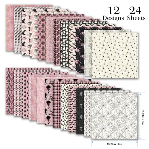 Pink Helloween Scrapbook Paper Pad Journal Decoupage Collage Materials - color: Pink Helloween