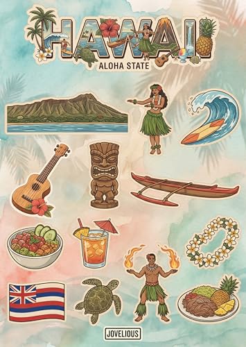 Hawaii Sticker Sheet, Hawaii Stickers for Laptop & Journal - style: Hawaii