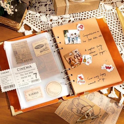 Ovesmusl 2 Pack PU Leather A5 Binder 6 Ring Refillable Journal Cover - color: Green+brown, size: A5 Binder Cover