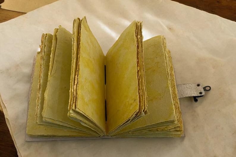 Foja Handicraft Leather Journal Gothic Notebook The Raven Grimoire Print - Vintage Handamde Journal Book of Shadows Witchcrafts Journal Gifts for Men 7x5 inch 200 Pages