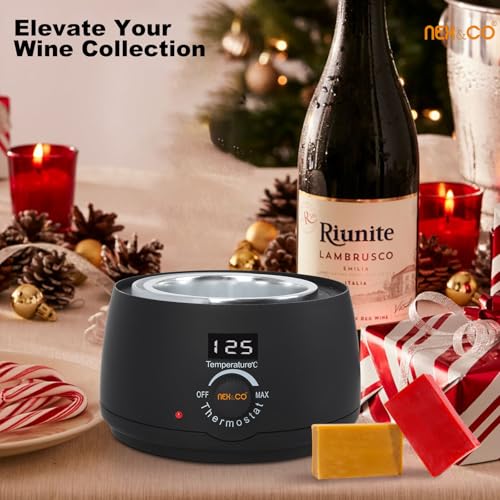 NEX&CO Professional Wax Seal Warmer for Bottle Sealing Wax Blocks, Large Capacity Digital Electric Melting Pot, Fast Heating, Precise Temp Control, Rapidly Melts Scented,Candle, Cauldron