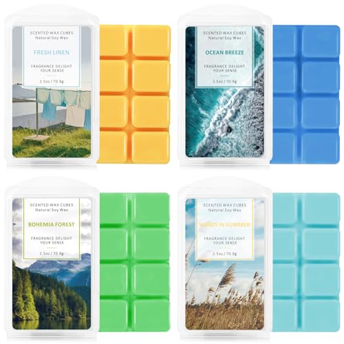 STRN Scented Wax Melts Soy Wax Cubes Long Lasting Scent for Home, 4 Packs - color: Yellow+blue