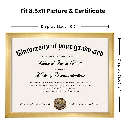 upsimples Certificate Frame, 8.5 by 11 Glass Diploma Frames, 10 Pack, Gold - color: Gold, size: 8.5x11 (Pack of 2)